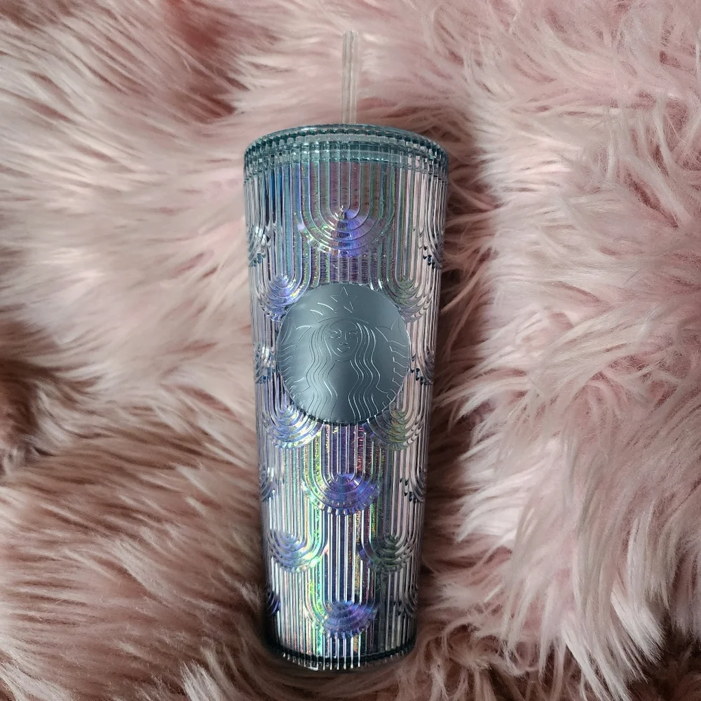 Starbucks Mermaid iridescent blue scale arch tumbler cup 24 oz